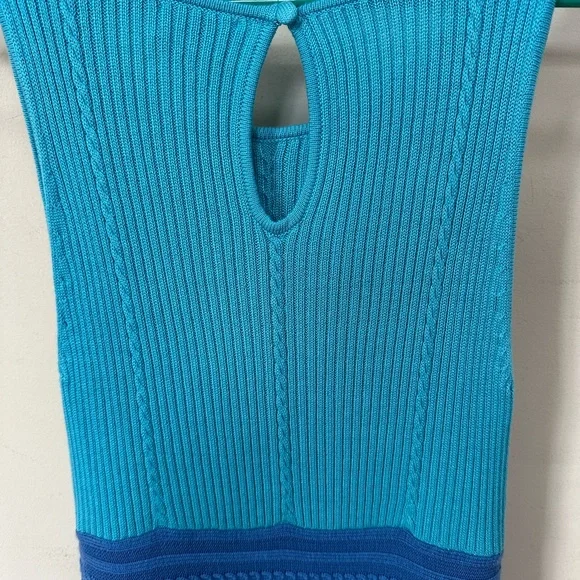 Julie Brown NYC Blue and Teal Knit Dress, Sleeveless, Mid length - Picture 6 of 7